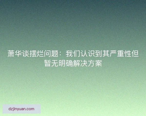 萧华谈摆烂问题：我们认识到其严重性但暂无明确解决方案